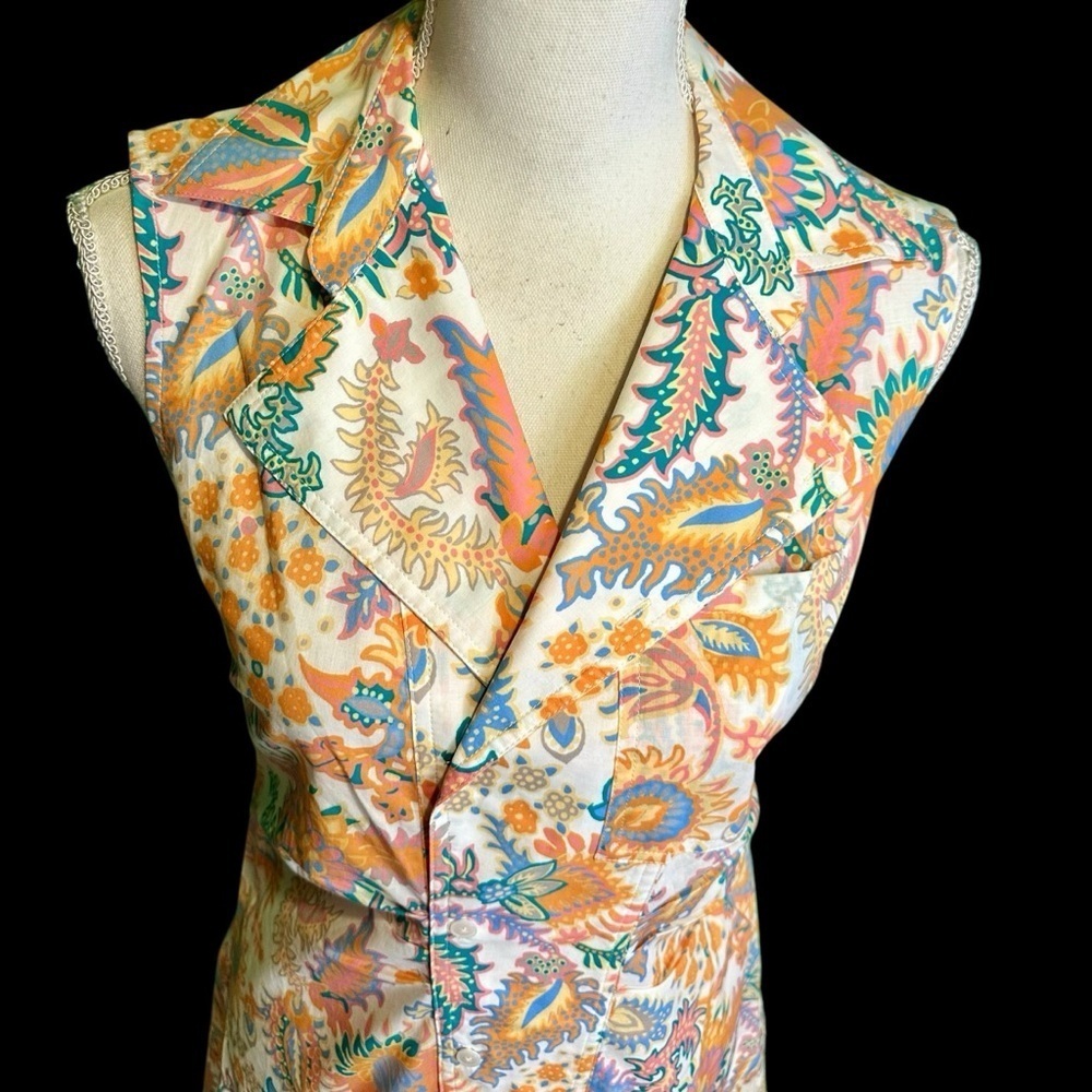 NWT Derek Lam 10 Crosby ‘Satina’ Sleeveless Shirt Dress in Orange Floral Paisley - Picture 6 of 16